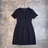 Spring And Summer New Round Neck Short Sleeve Retro Drill Delicate Sufflit Dress With Waist Short Dress French Heavy Industry Dress