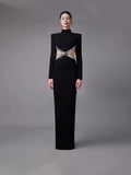 2025 New Fashion Temperament Diamond Design Sense Slimming Dress Black Big Show Back Dress