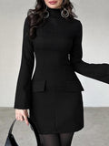 Women's Autumn And Winter New Sexy Dress Long-Sleeved Dress Tights Hip Skirt Skirt Short Skirt Hottie