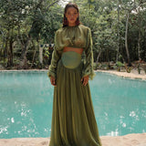 Women's Clothing 2025 Spring New Temperament Folded Short Blouse High Waist Hanging Half-Dress Suit Woman