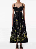 2024 New Sling Bow Retro Lemon Sicilian Style Black Dress