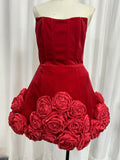 2024 Early Autumn New Breast-Wear Three-Dimensional Flower Fluffy Dress French Dress Dress