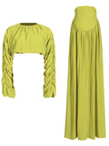 Women's Clothing 2025 Spring New Temperament Folded Short Blouse High Waist Hanging Half-Dress Suit Woman