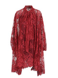 Beauty Tea Break Dress 2025 Spring New Hollow Lace Loose Swing Long Sleeve Ribbon Dress Dress Woman