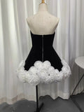 2024 Early Autumn New Breast-Wear Three-Dimensional Flower Fluffy Dress French Dress Dress