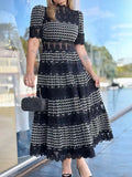 2025 New French Retro Heavy Industry Embroidery Stand To Receive The Waist Show Thin Dress Women's Evening Dress Dress