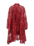 Beauty Tea Break Dress 2025 Spring New Hollow Lace Loose Swing Long Sleeve Ribbon Dress Dress Woman