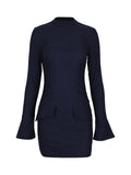 Women's Autumn And Winter New Sexy Dress Long-Sleeved Dress Tights Hip Skirt Skirt Short Skirt Hottie