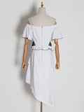 Irregular Dress 2025 Summer New Fashion Shoulder High-End Hollow Dress Dress Women's