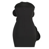 Sexy Red Breast Trim High-End Temperament Decorative Three-Dimensional Flower Party Dress