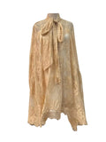 Beauty Tea Break Dress 2025 Spring New Hollow Lace Loose Swing Long Sleeve Ribbon Dress Dress Woman