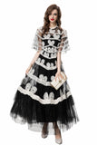 2024 New Short Sleeves Vintage Printed Yarn Ear Printed Dress Dress Dress