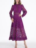 Elegant Wind 2025 Spring New Collar Embroidery Hollow Niche Design Feeling Waist Thin Dress Dress Woman