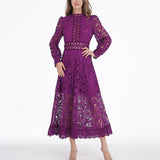 Elegant Wind 2025 Spring New Collar Embroidery Hollow Niche Design Feeling Waist Thin Dress Dress Woman