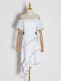 Irregular Dress 2025 Summer New Fashion Shoulder High-End Hollow Dress Dress Women's