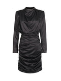 Spring Festival New Temperament Women's High-Grade Black Short Dress High-Necked Ass Tos-Dressed Folded Dress Woman